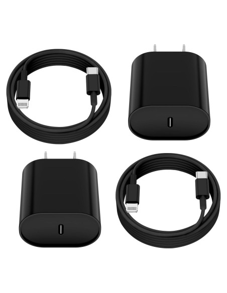 Cargador Rápido 20W USB C a Lightning 2Pack 1.83m Negro