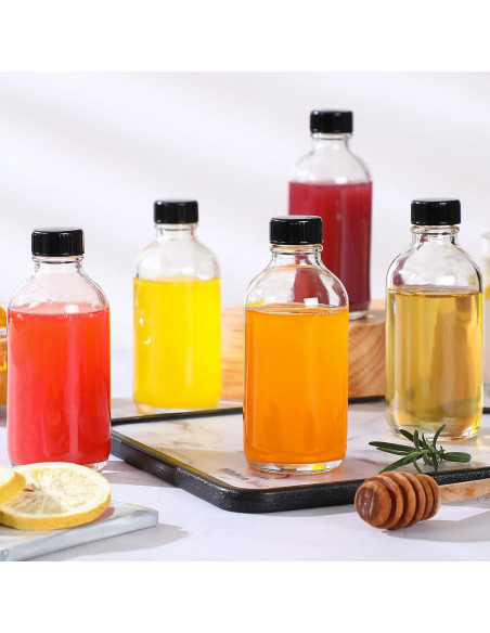 6 Botellas de Vidrio 120ml AOZITA con Tapas y Embudos