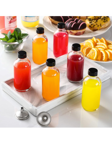 6 Botellas de Vidrio 120ml AOZITA con Tapas y Embudos