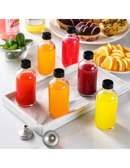 6 Botellas de Vidrio 120ml AOZITA con Tapas y Embudos