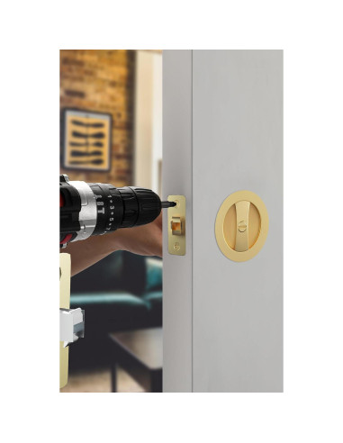 Cerradura de Puerta Corrediza Goldenwarm Oro Redonda Privacidad