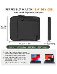 Funda para Tableta MoKo 12.9" Negra y Gris, Compatible iPad Pro 2