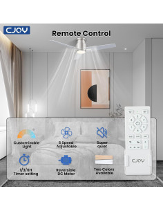 Ventilador de Techo CJOY 48" con Luz LED y Control Remoto 2