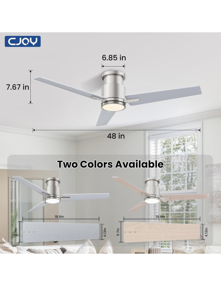 Ventilador de Techo CJOY 48" con Luz LED y Control Remoto