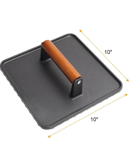 Prensa de Hamburguesas de Hierro Fundido SafBbcue 10" x2 Prensa de Hamburguesas de Hierro Fundido SafBbcue 10" x2