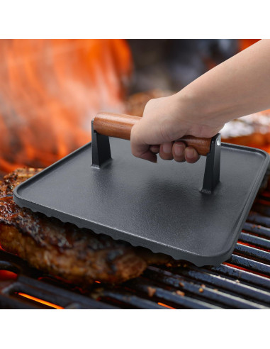 Prensa de Hamburguesas de Hierro Fundido SafBbcue 10" x2