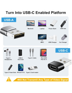 Adaptador USB a USB C Ainisoul 8 Piezas 480 Mbps Carga 5V/3A 2