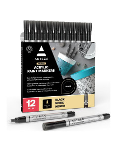 Marcadores de Pintura Acrílica Arteza, Paquete de 12 Negros