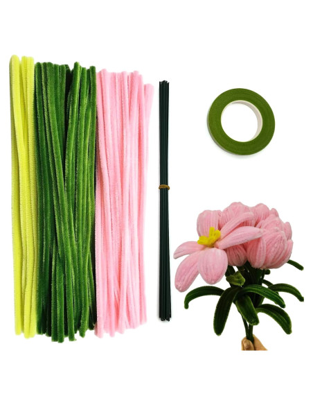 Conjunto de 210 limpiapipas Swpohrat rosa y verde para manualidades