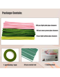 Conjunto de 210 limpiapipas Swpohrat rosa y verde para manualidades 2