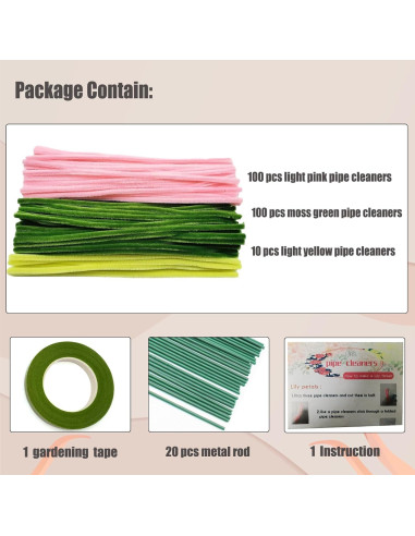 Conjunto de 210 limpiapipas Swpohrat rosa y verde para manualidades