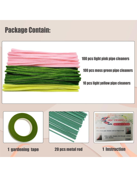 Conjunto de 210 limpiapipas Swpohrat rosa y verde para manualidades