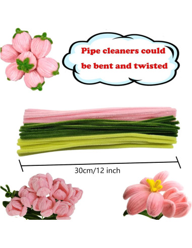 Conjunto de 210 limpiapipas Swpohrat rosa y verde para manualidades