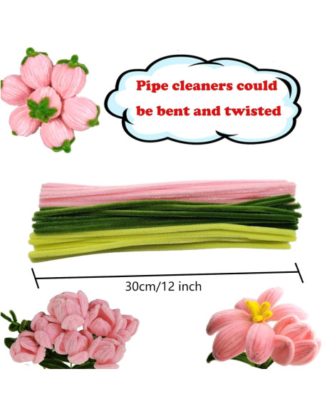 Conjunto de 210 limpiapipas Swpohrat rosa y verde para manualidades