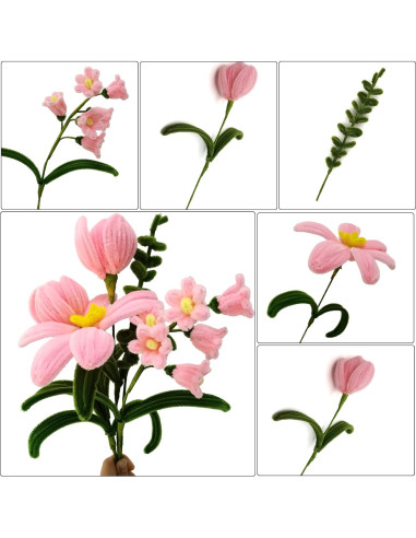 Conjunto de 210 limpiapipas Swpohrat rosa y verde para manualidades