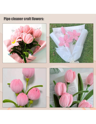 Conjunto de 210 limpiapipas Swpohrat rosa y verde para manualidades