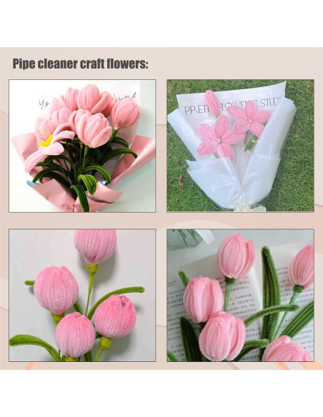 Conjunto de 210 limpiapipas Swpohrat rosa y verde para manualidades