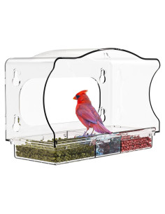 Comedero para Aves JunC Montaje en Ventana Acrílico 24.9x10.9cm