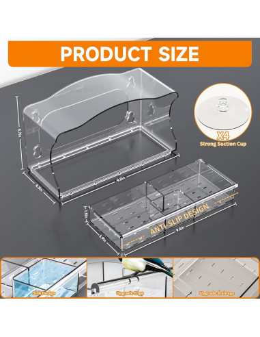 Comedero para Aves JunC Montaje en Ventana Acrílico 24.9x10.9cm