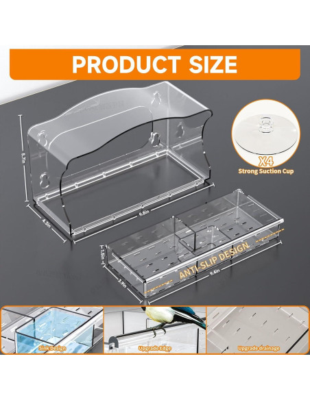 Comedero para Aves JunC Montaje en Ventana Acrílico 24.9x10.9cm