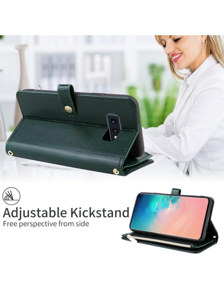Funda Flip Verde para Samsung Galaxy S10e con Correa
