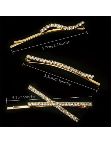 16 Horquillas de Strass Doradas La Jolie Jasmin - Clips de Pelo Elegantes