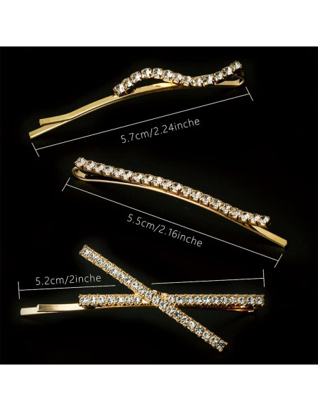 16 Horquillas de Strass Doradas La Jolie Jasmin - Clips de Pelo Elegantes