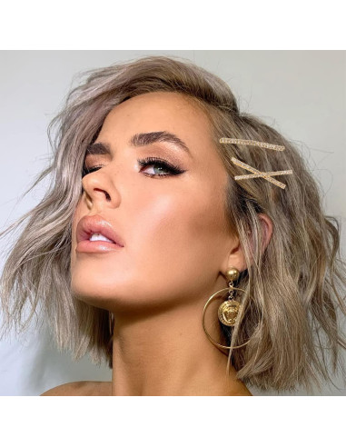 16 Horquillas de Strass Doradas La Jolie Jasmin - Clips de Pelo Elegantes