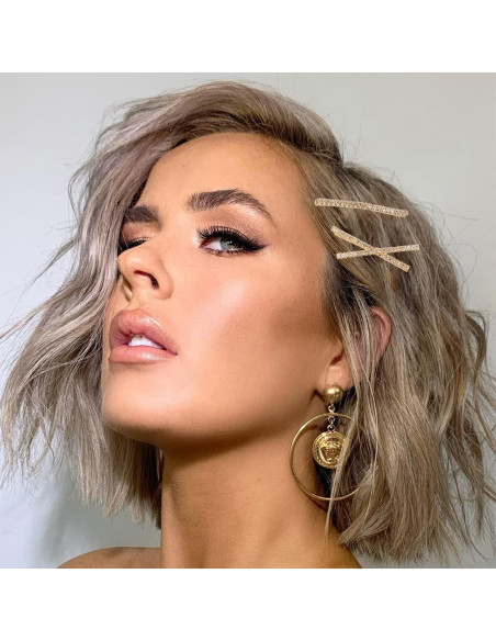 16 Horquillas de Strass Doradas La Jolie Jasmin - Clips de Pelo Elegantes