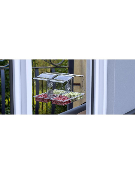 Comedero para Aves JunC Montaje en Ventana Acrílico 24.9x10.9cm