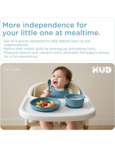 Juego de Alimentación de Silicona KUB para Bebés Azul 2