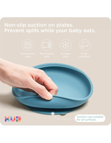 Juego de Alimentación de Silicona KUB para Bebés Azul