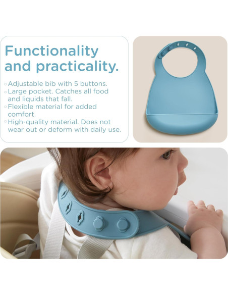 Juego de Alimentación de Silicona KUB para Bebés Azul