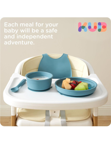 Juego de Alimentación de Silicona KUB para Bebés Azul