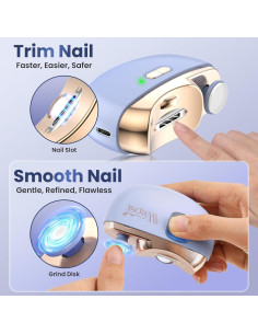 Cortador de Uñas Eléctrico AWROSE 2 en 1 con Luz LED 2