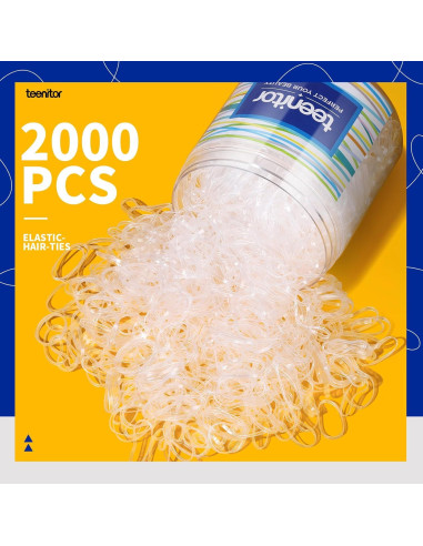 Bandas de Pelo Elásticas Transparentes Teenitor, 2000 Piezas, 2mm x 30mm