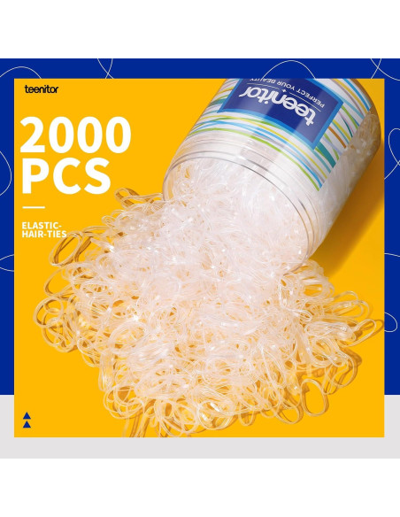 Bandas de Pelo Elásticas Transparentes Teenitor, 2000 Piezas, 2mm x 30mm