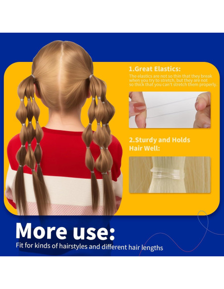 Bandas de Pelo Elásticas Transparentes Teenitor, 2000 Piezas, 2mm x 30mm