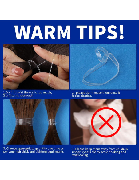 Bandas de Pelo Elásticas Transparentes Teenitor, 2000 Piezas, 2mm x 30mm
