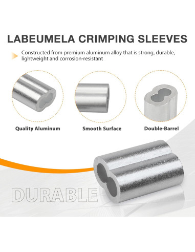 Mangas de Bucle de Aluminio Labeumela 25PCS 6mm para Crimpado