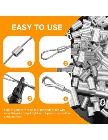 Mangas de Bucle de Aluminio Labeumela 25PCS 6mm para Crimpado