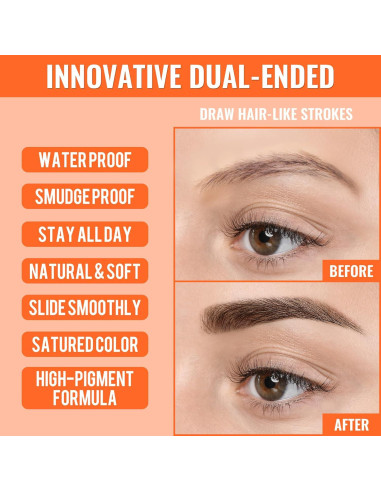 Lápiz de Cejas iMethod Doble Punta 2-en-1 Marrón Claro