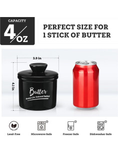 Crock para Mantequilla AISBUGUR Cerámica Negro 125g con Tapa 2