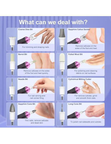 Kit de Manicura y Pedicura Eletorot 8 en 1 Recargable Inalámbrico