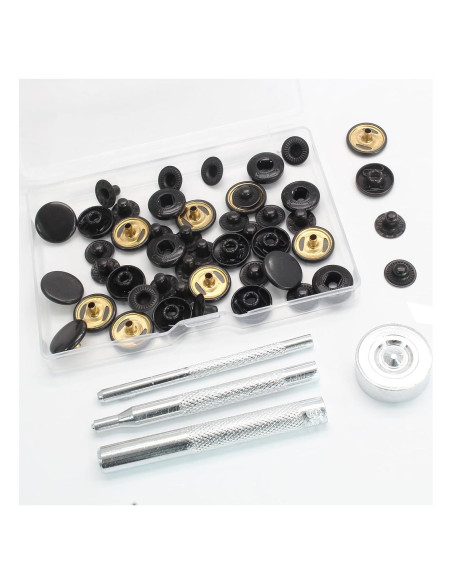 Kit de Sujetadores a Presión Coufce 15mm Metal Negro - 15 Sets