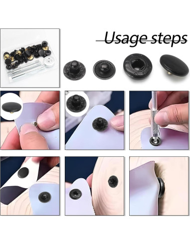Kit de Sujetadores a Presión Coufce 15mm Metal Negro - 15 Sets