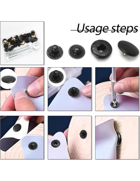 Kit de Sujetadores a Presión Coufce 15mm Metal Negro - 15 Sets