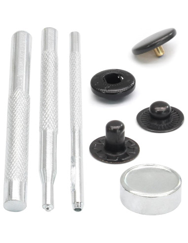 Kit de Sujetadores a Presión Coufce 15mm Metal Negro - 15 Sets