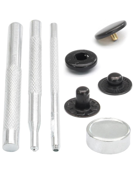 Kit de Sujetadores a Presión Coufce 15mm Metal Negro - 15 Sets