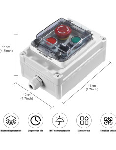 Caja de Interruptor IP67 Manesi 175x125x75mm Rojo/Verde 2